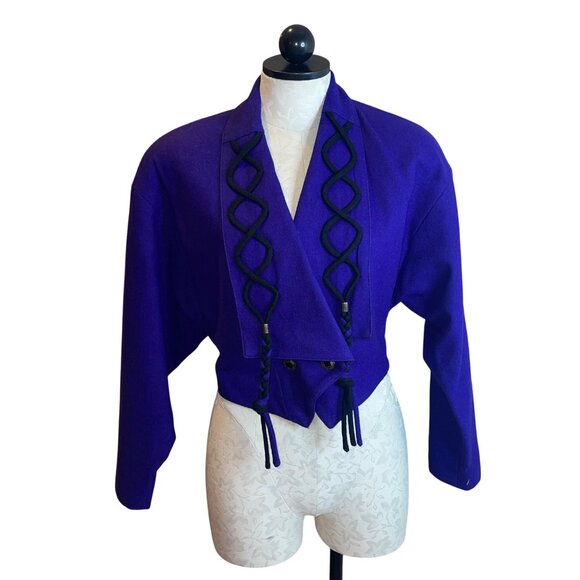 Cava Roma Vintage Womens Jacket Size Medium Purple Cropped Lined Casual - Picture 12 of 13